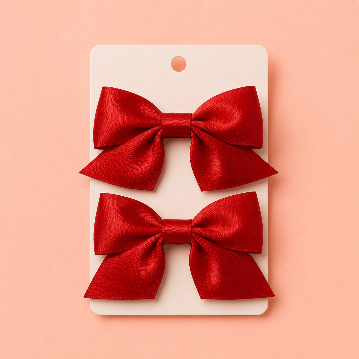 Satinrosetter med hårspänne – Ruby Red (2-pack)