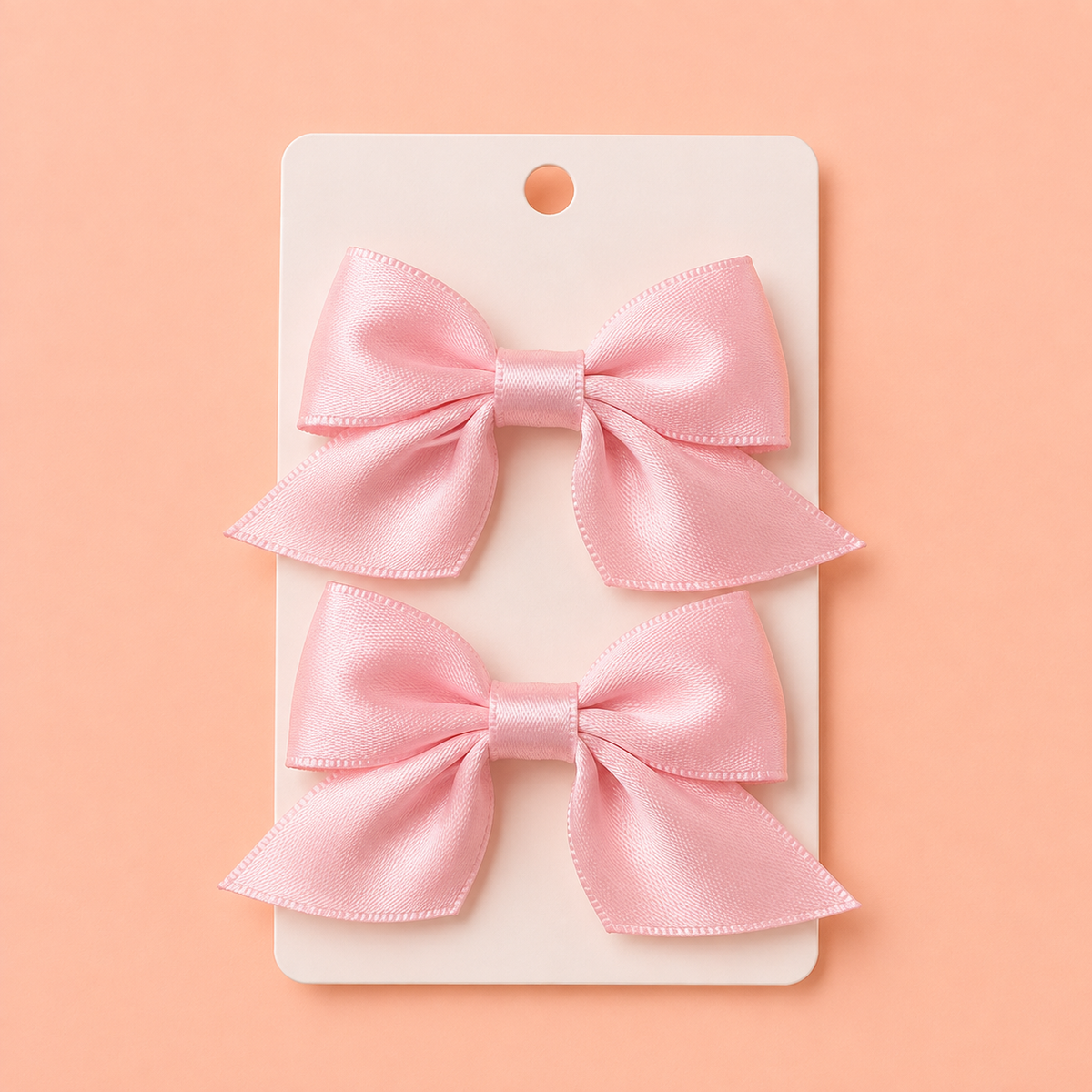 Satinrosetter med hårspänne – Blush Pink (2-pack)