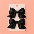 Satinrosetter med hårspänne – Midnight Black (2-pack)
